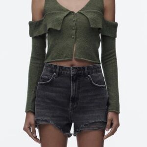 ZARA black faded high waist cut off shorts size 6